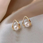 Elegant Triangle Pearl Earrings