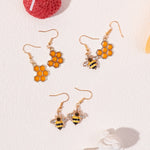 Gold Bee & Honeycomb Crystal Earrings