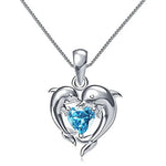 Blue Heart Dolphin Love Necklace