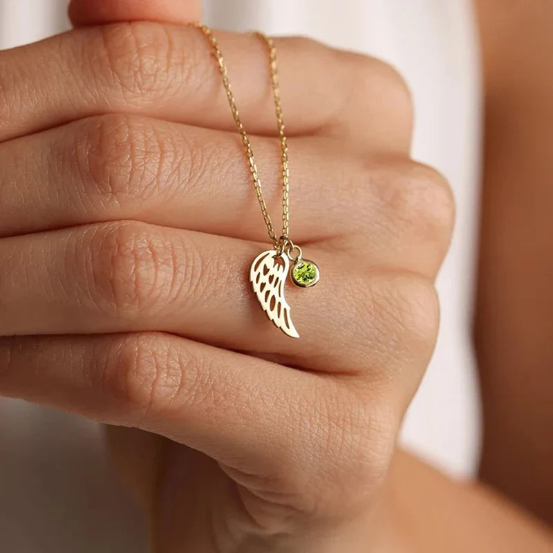 Angel Wing Birthstone Pendant