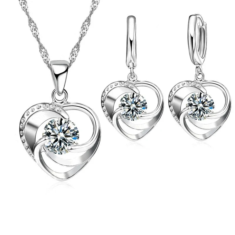 Timeless Heart Necklace & Earrings Set