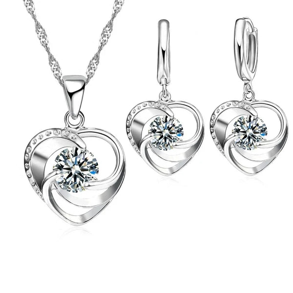 Timeless Heart Necklace & Earrings Set