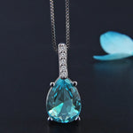 Sterling Silver Blue Waterdrop Pendant Necklace
