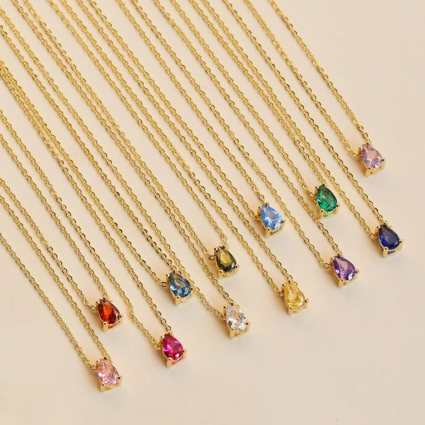 Crystal Drop Birthstone Necklace