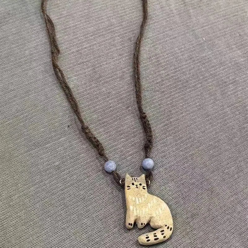 Vintage Cat & Star Pendant Necklace