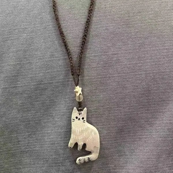 Vintage Cat & Star Pendant Necklace