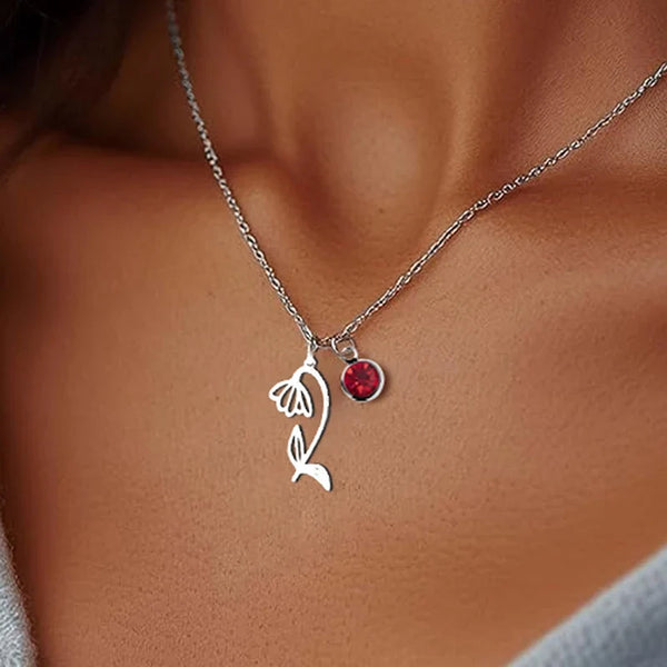 Personalized Birthstone & Birth Flower Necklace