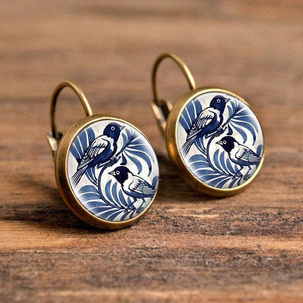 Vintage Blue Ekster Glasdome Earrings