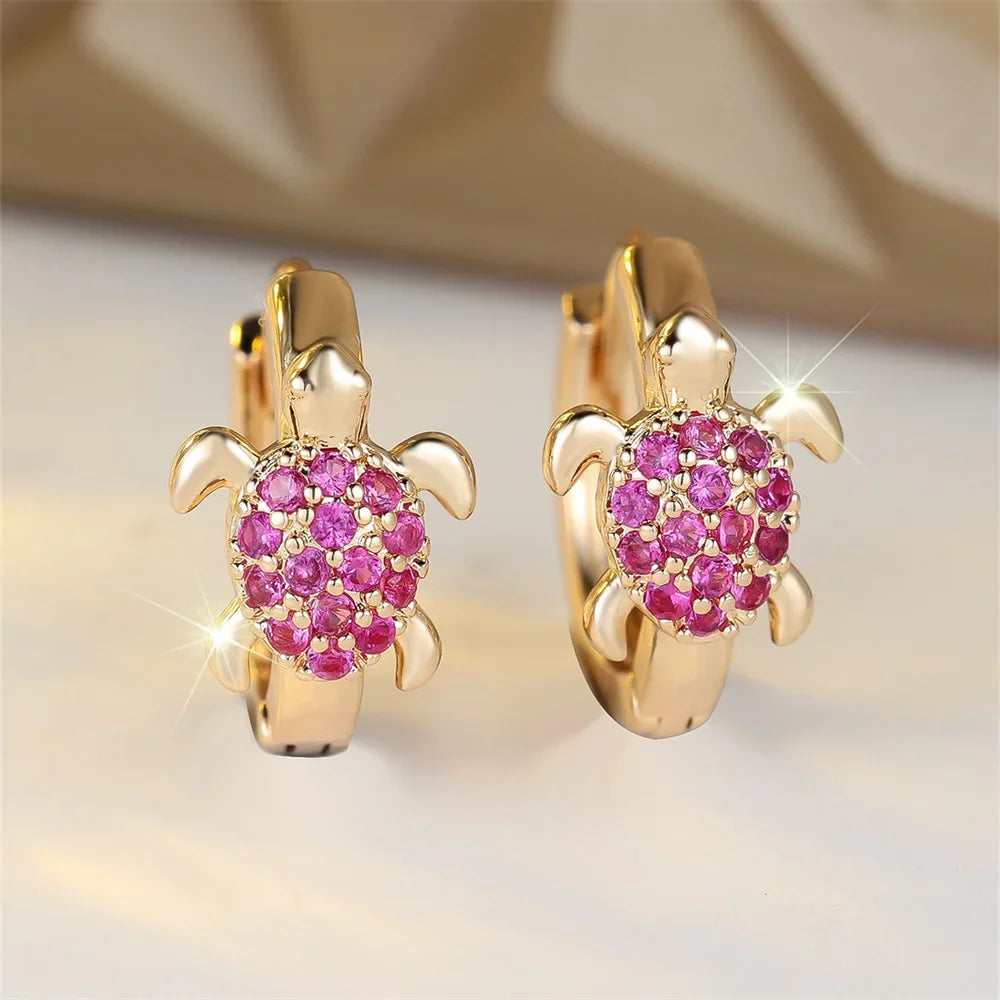 Sea Turtle Earrings with Sparkling Zirconia