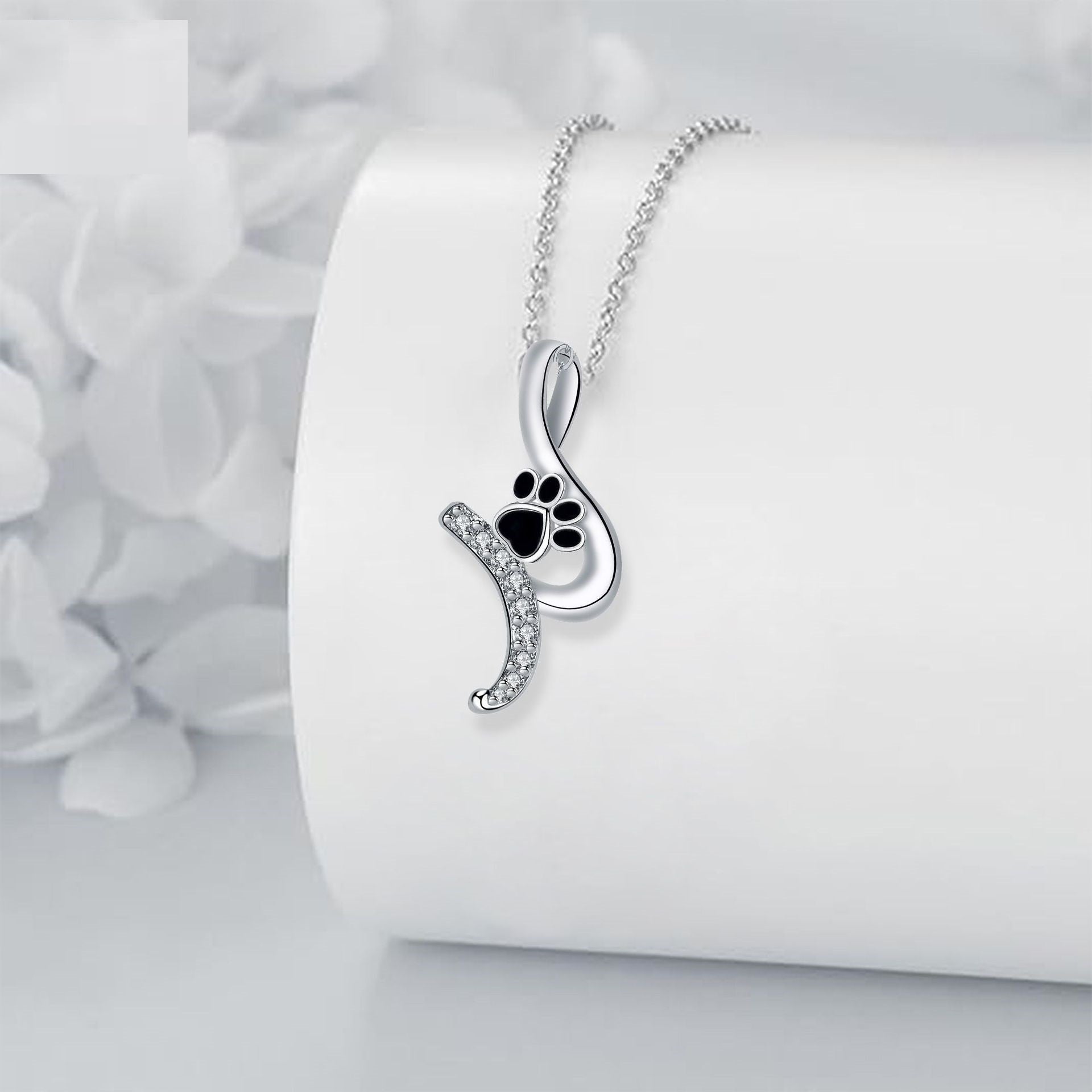 Delicate Paw Print Pendant Necklace
