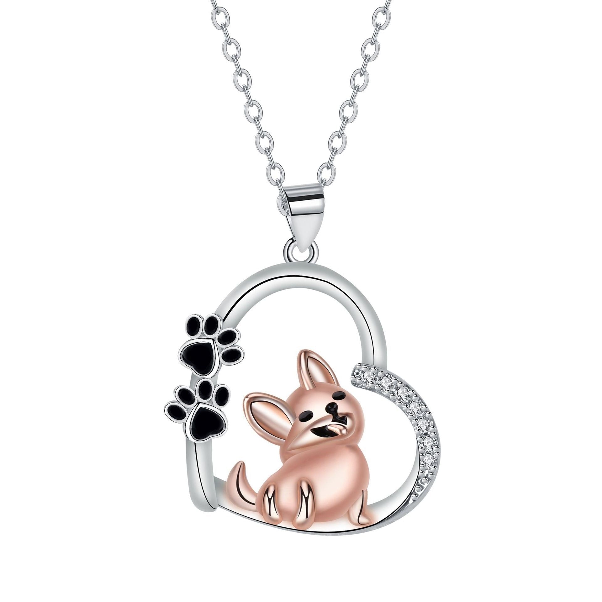 Heart-Shaped Dog Pendant Necklace