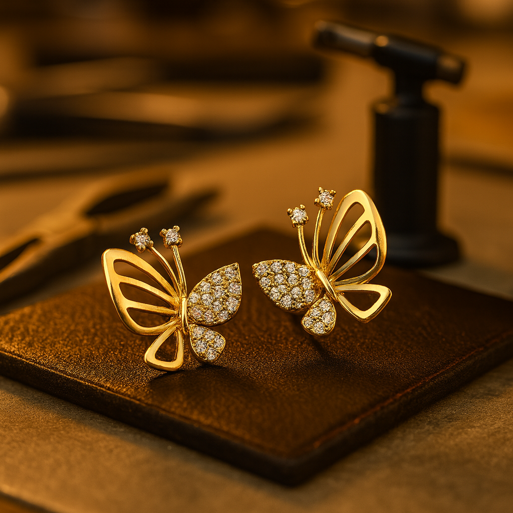 Elegant Zirconia Butterfly Stud Earrings