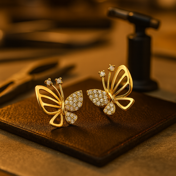 Elegant Zirconia Butterfly Stud Earrings