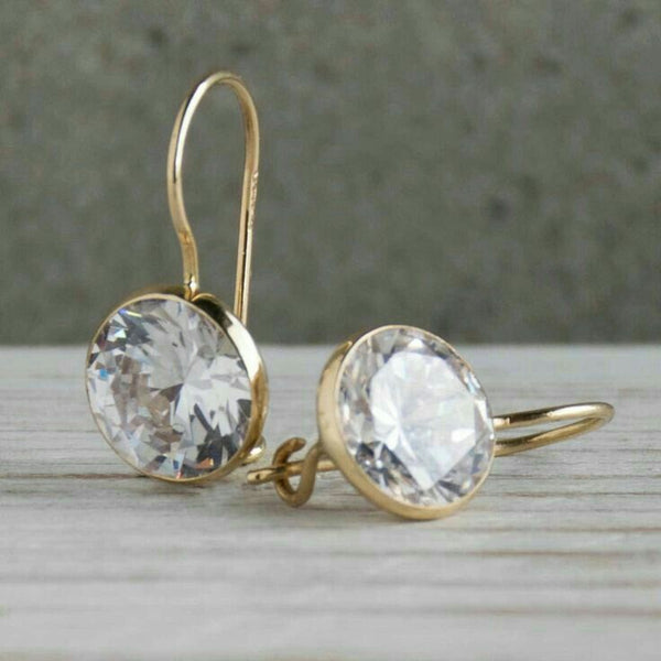Vintage White Round Glass Gold Earrings