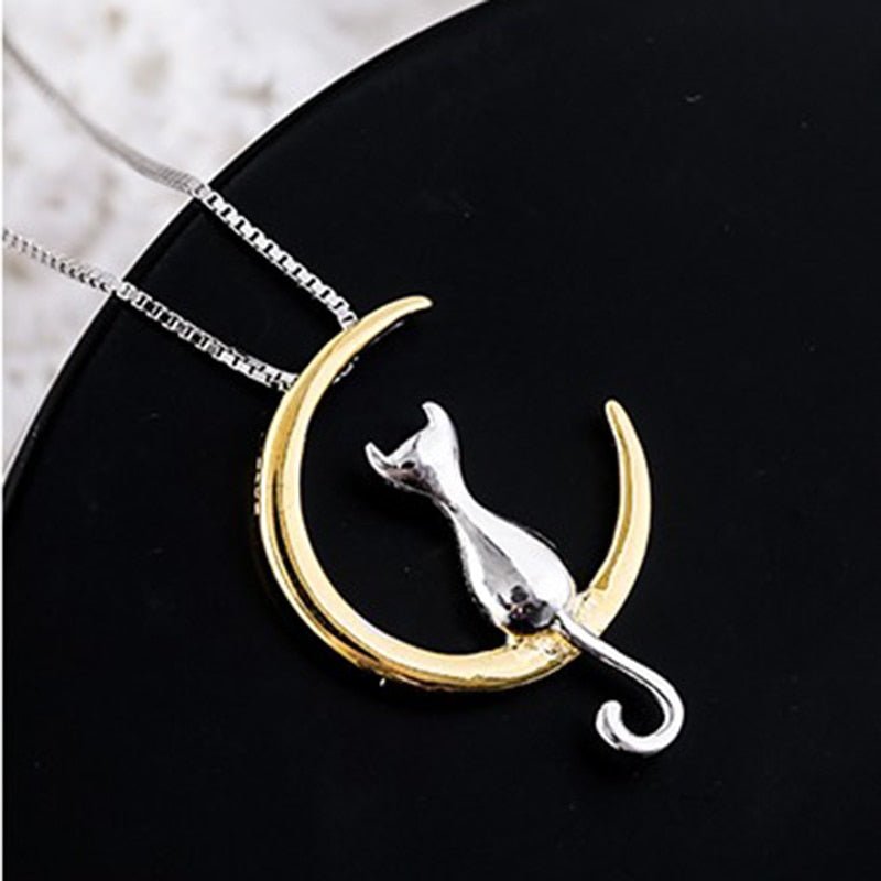 Elegant Moon & Cat Necklace