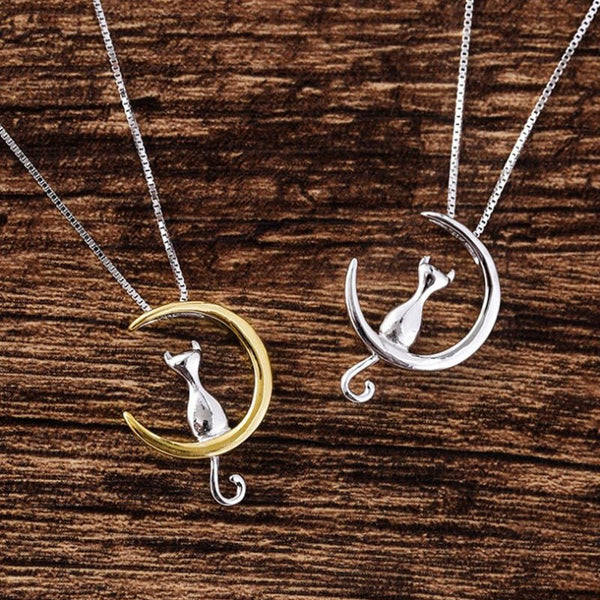 Elegant Moon & Cat Necklace