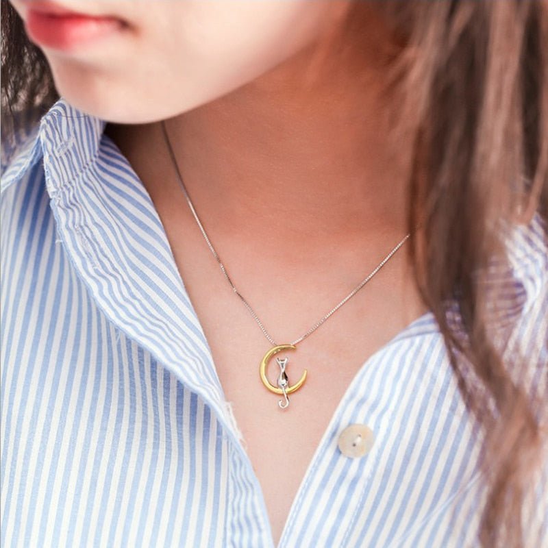 Elegant Moon & Cat Necklace