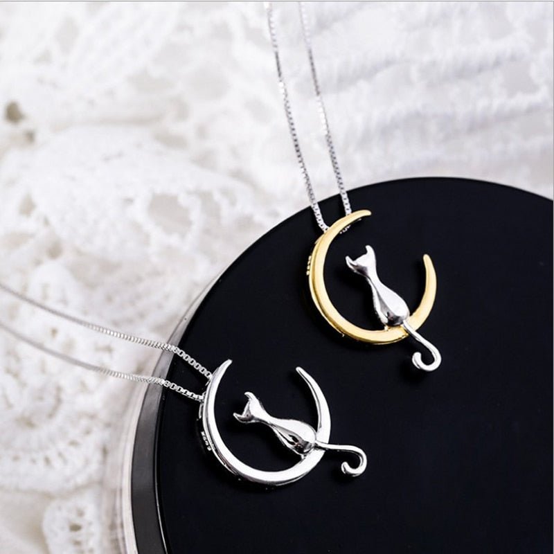 Elegant Moon & Cat Necklace