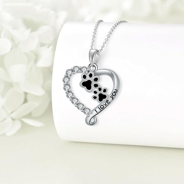 Heart-Shaped Paw Pendant Necklace