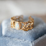 Rose Gold Opal Celestial Wings Ring — (Adjustable)