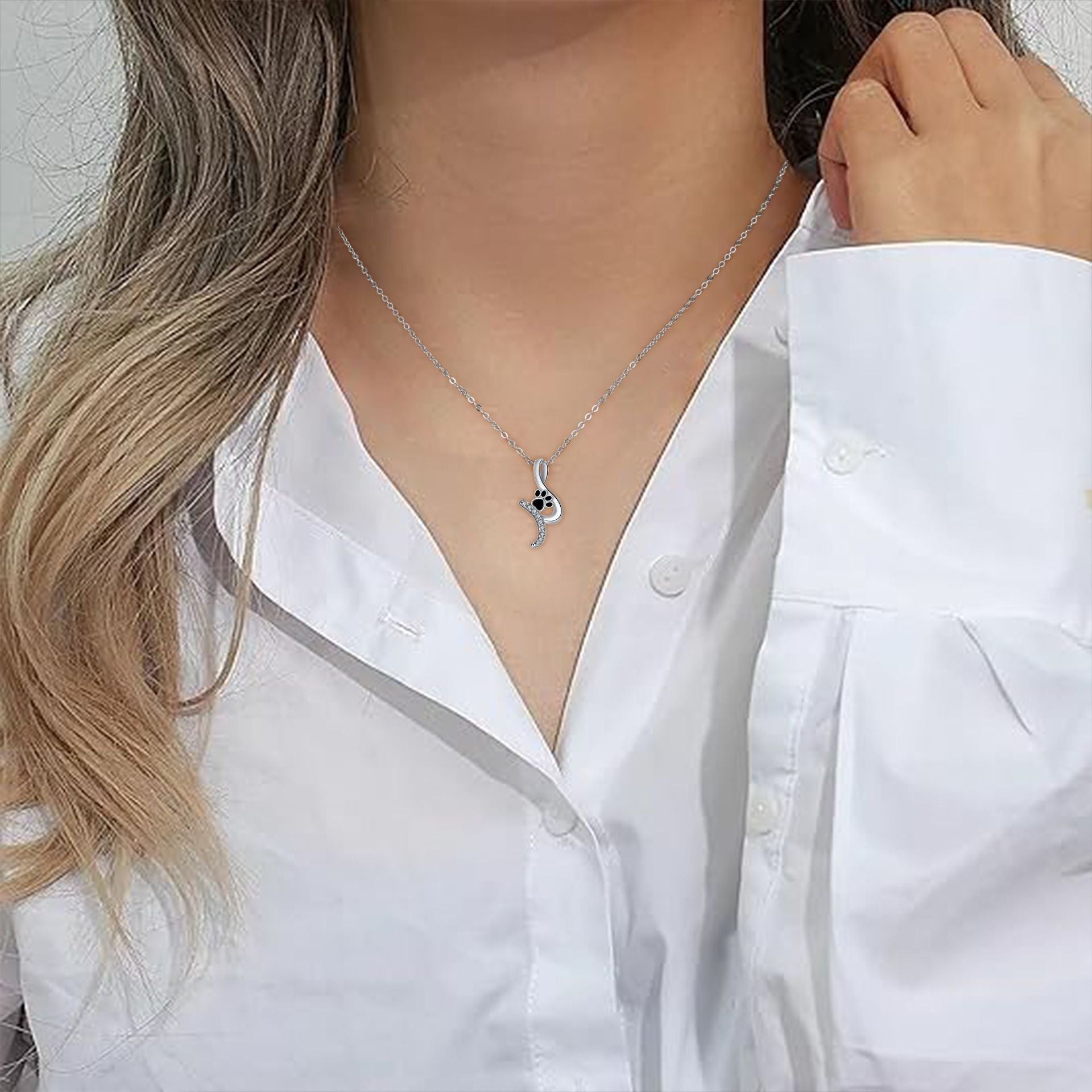 Delicate Paw Print Pendant Necklace