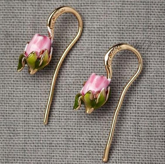 Vintage Drop Pink Gold Earrings