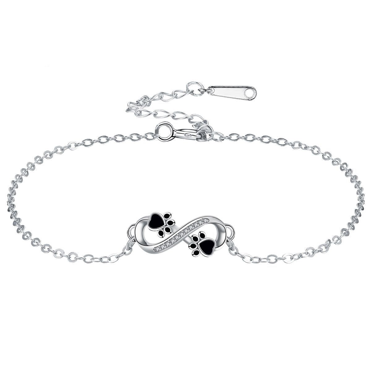 Oneindig Symbol Pendant Huisdier Paw Bracelet with Zirconia