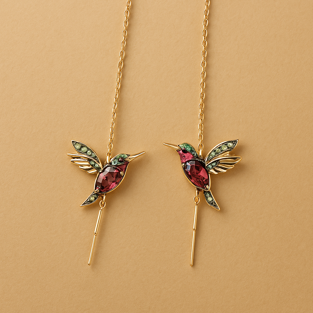 Hummingbird Enamel & Zirconia Earrings