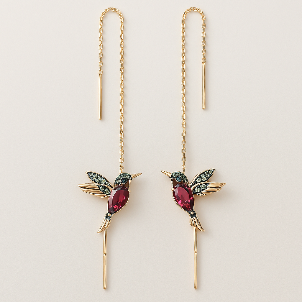 Hummingbird Enamel & Zirconia Earrings