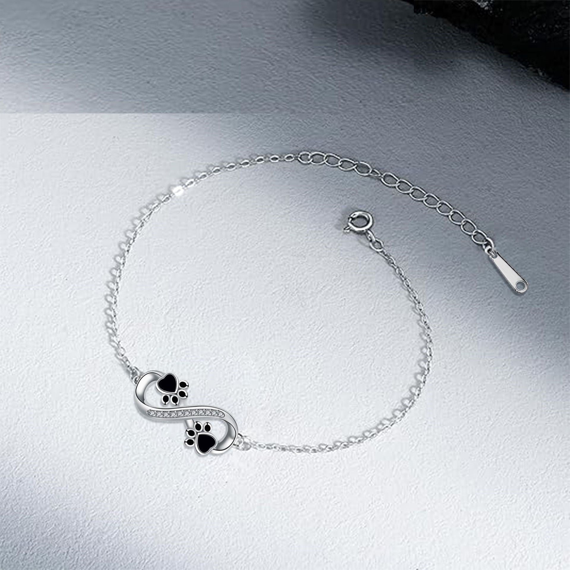 Oneindig Symbol Pendant Huisdier Paw Bracelet with Zirconia