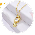 Gold-Plated Cat Necklace with Zirconia