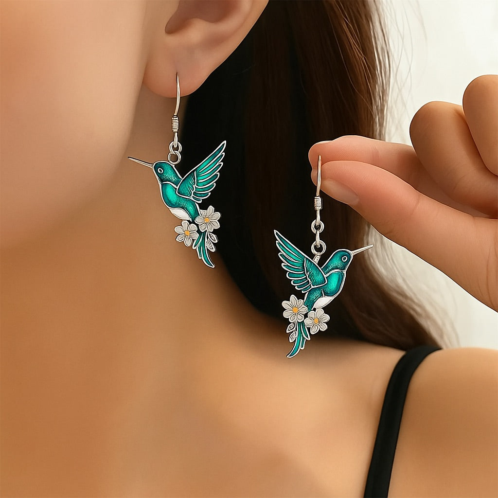 Hummingbird Necklace with Matching Earrings