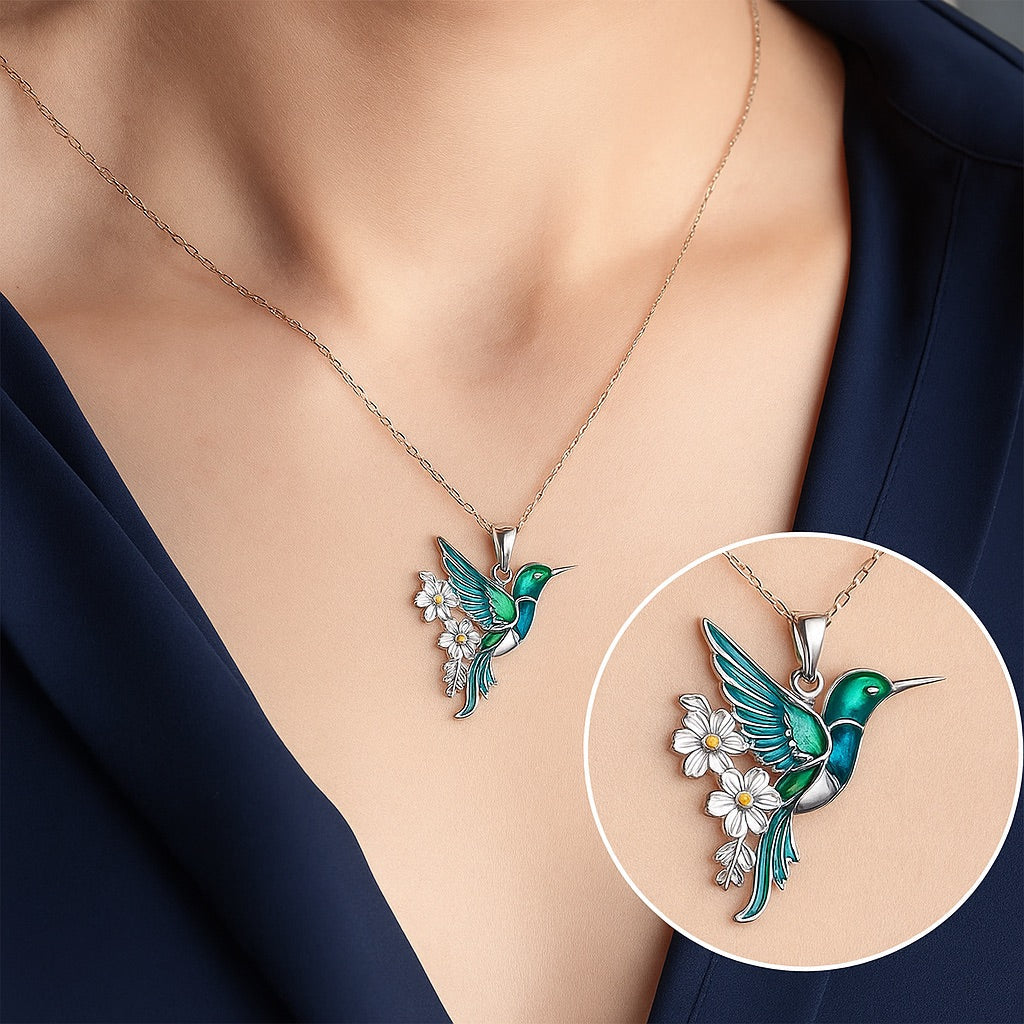 Hummingbird Necklace with Matching Earrings