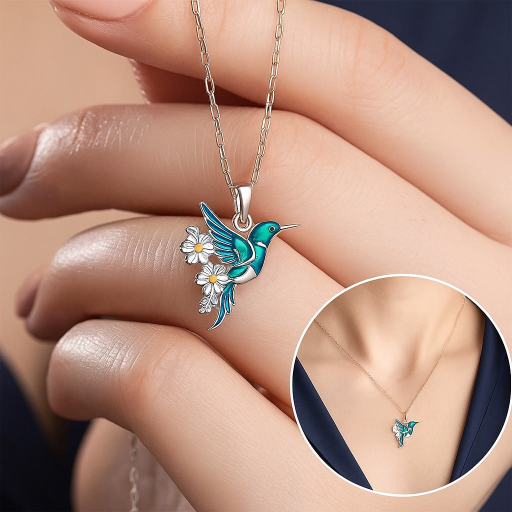 Hummingbird Necklace with Matching Earrings