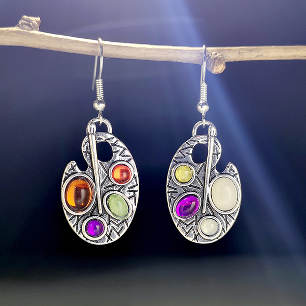 Vintage Kleurige Crystal Earrings