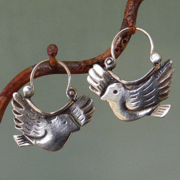 Vintage Vogel Earrings in Silver