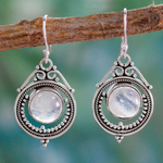 Vintage Round Moonstone Earrings