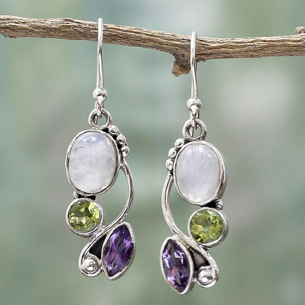 Vintage Colourful Crystal Earrings