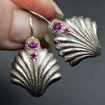 Vintage Shell Earrings with Purple Crystal