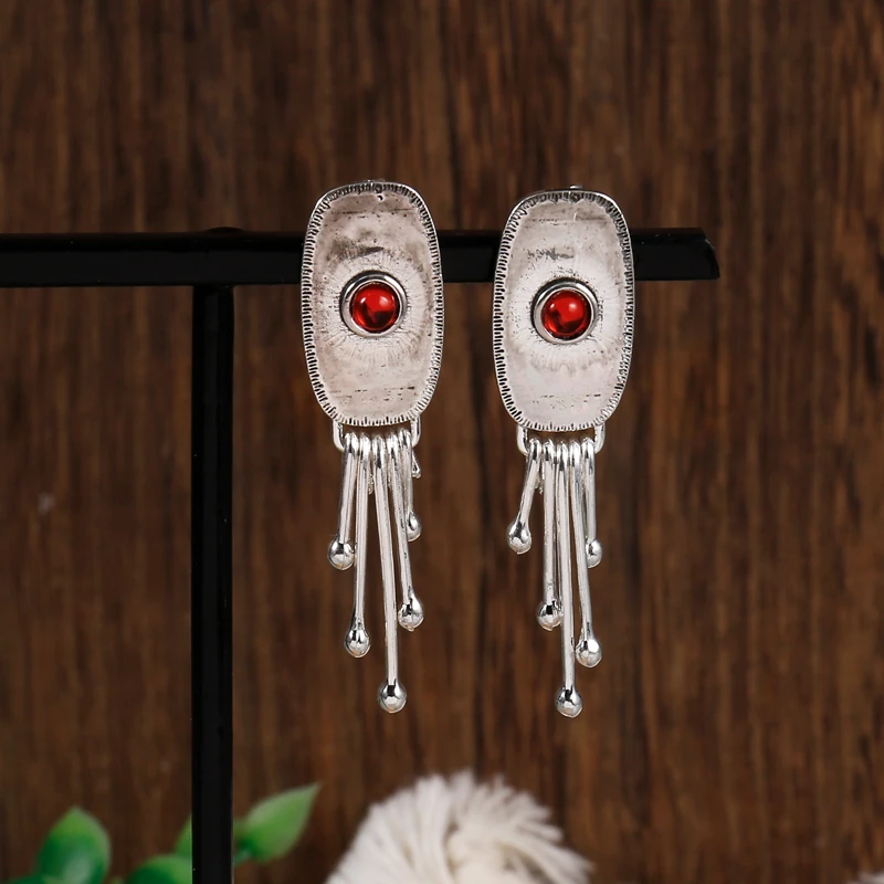 Vintage Medusa Red Crystal Earrings