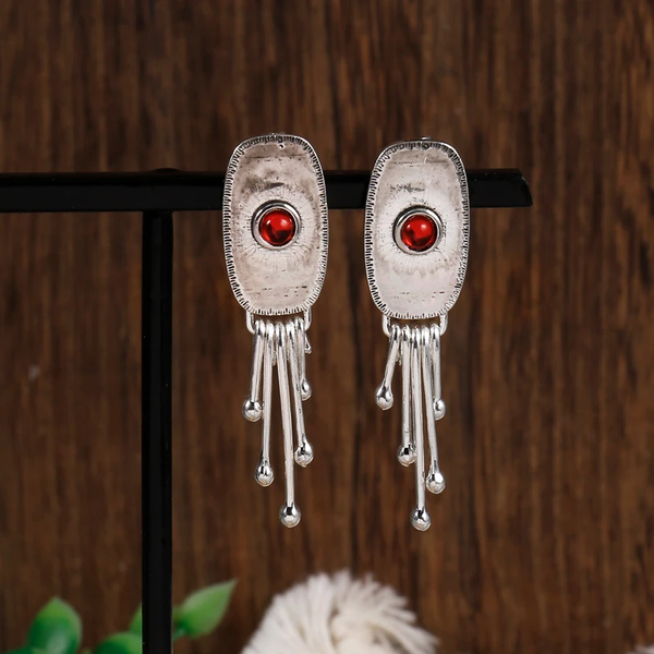 Vintage Medusa Red Crystal Earrings