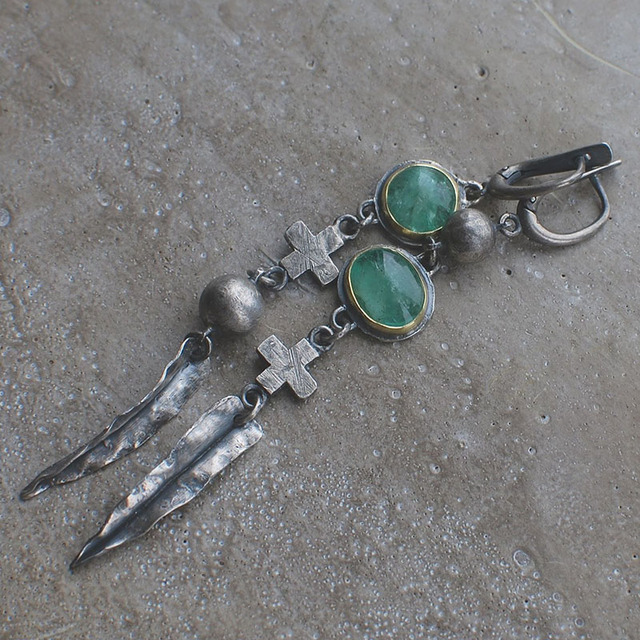 Vintage Drop Silver Earrings