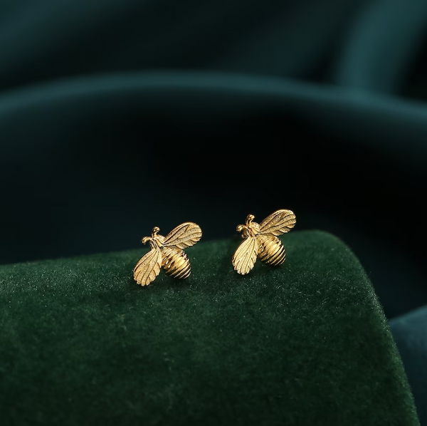 Vintage Gold Bee Earrings