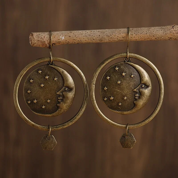 Vintage Gold Moon Nacht Earrings