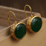 Vintage Green Zirconia Gold Earrings