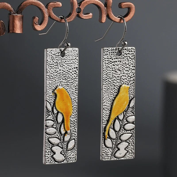 Vintage Yellow Vogel Earrings