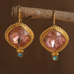 Vintage Red Zirconia Gold Earrings