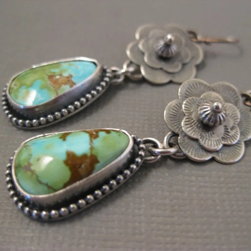 Vintage Antique Turquoise Stone Earrings