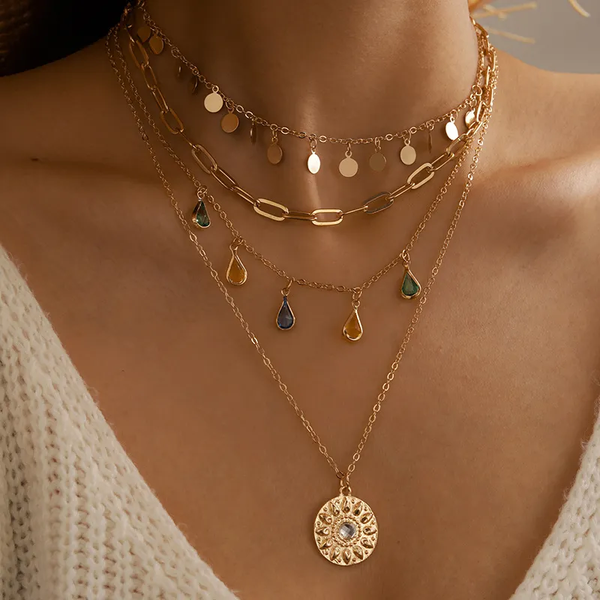 Vintage Sun Gold Necklace