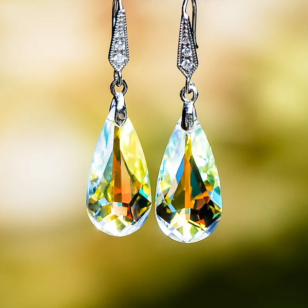 Vintage Colourful Crystal Drop Earrings